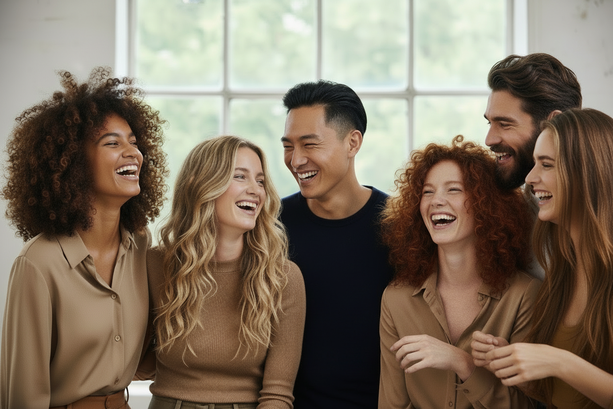 remove the spot on the Asian man's sweater